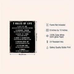 Inspirational Rules of Life Posters 8x10in for Home Office and Classroom Decor