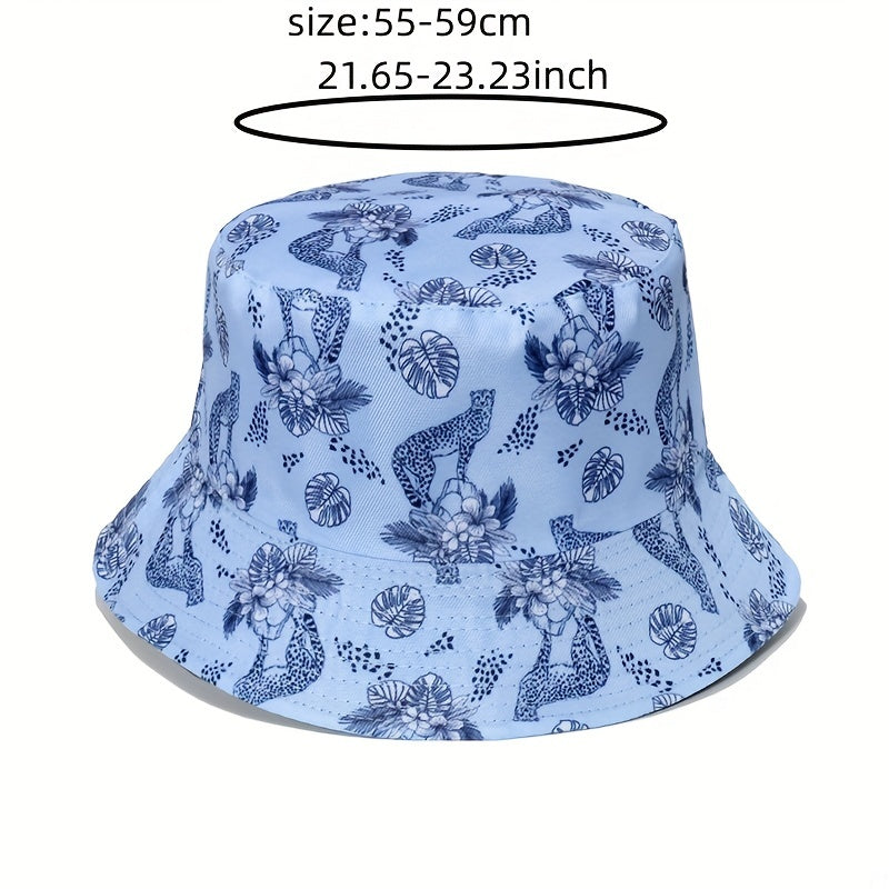 Flower Mushroom Print Bucket Hat Sunscreen Basin Hats