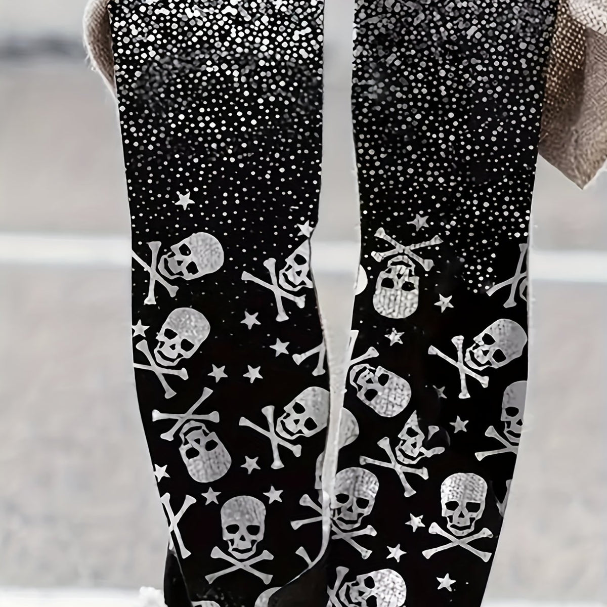 Women's Plus Gothic Skull & Splash Print Leggings