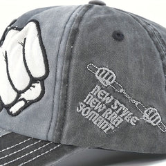 Fist Embroidered Unisex Baseball Cap Vintage Washed Distressed Dad Hat