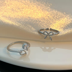 Women's Bow Ring Leaf Element Ring Accessories Party Birthday Gift