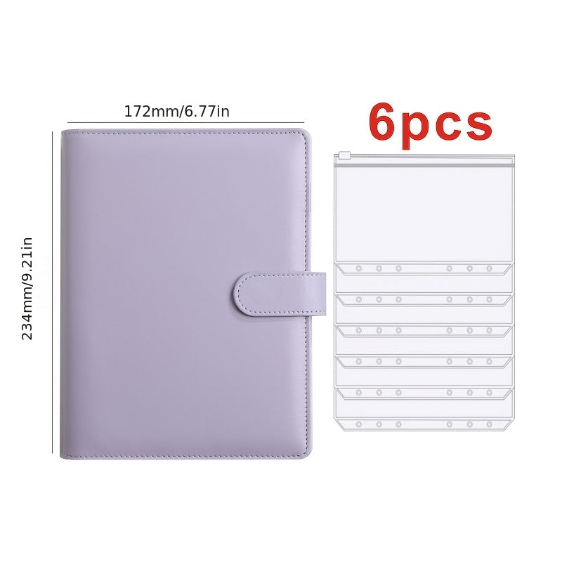 A5 PU Leather Cash Envelope Budget System with 6 Pockets