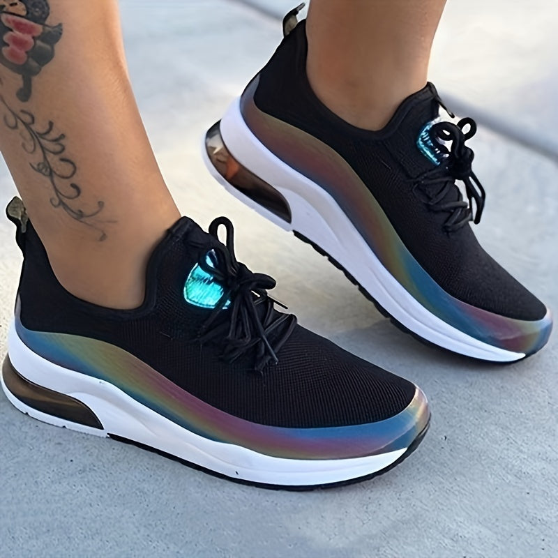 Women's Colorblock Sneakers Low Top Lace Up Walking Shoes