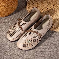 Women's Hollow Out Flat Shoes Flower Decor Slip On Casual Walking Flats