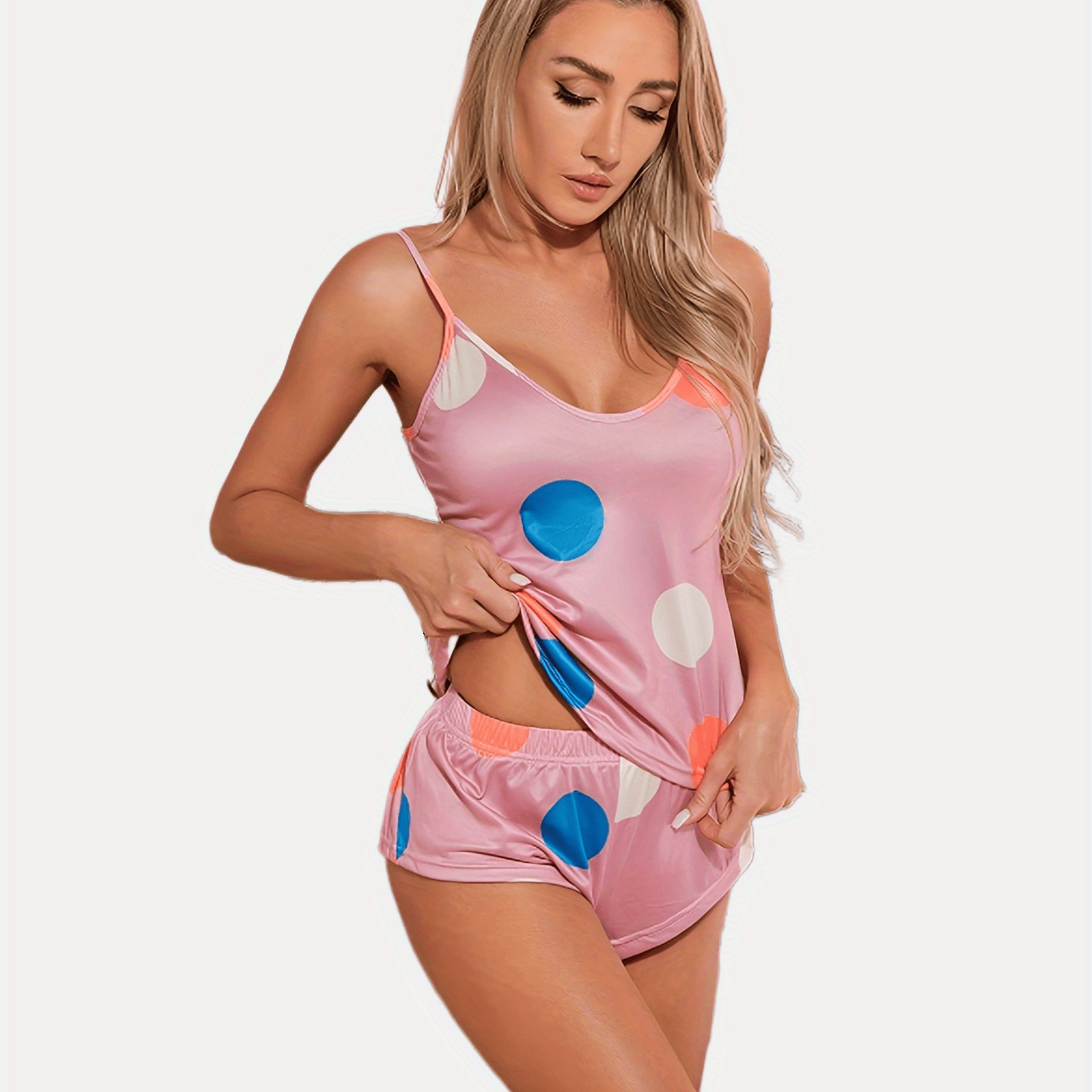 Polka Dot Pajama Set Cami Top & Shorts Women's Sleepwear