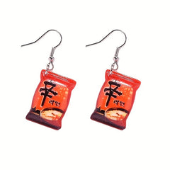 Y2K Kpop Instant Noodles Resin Drop Earrings Food Dangle Women Jewelry
