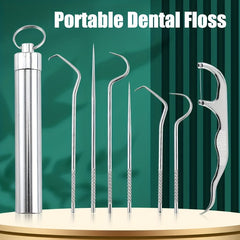 Stainless Steel Toothpick & Floss Set for Home & Travel