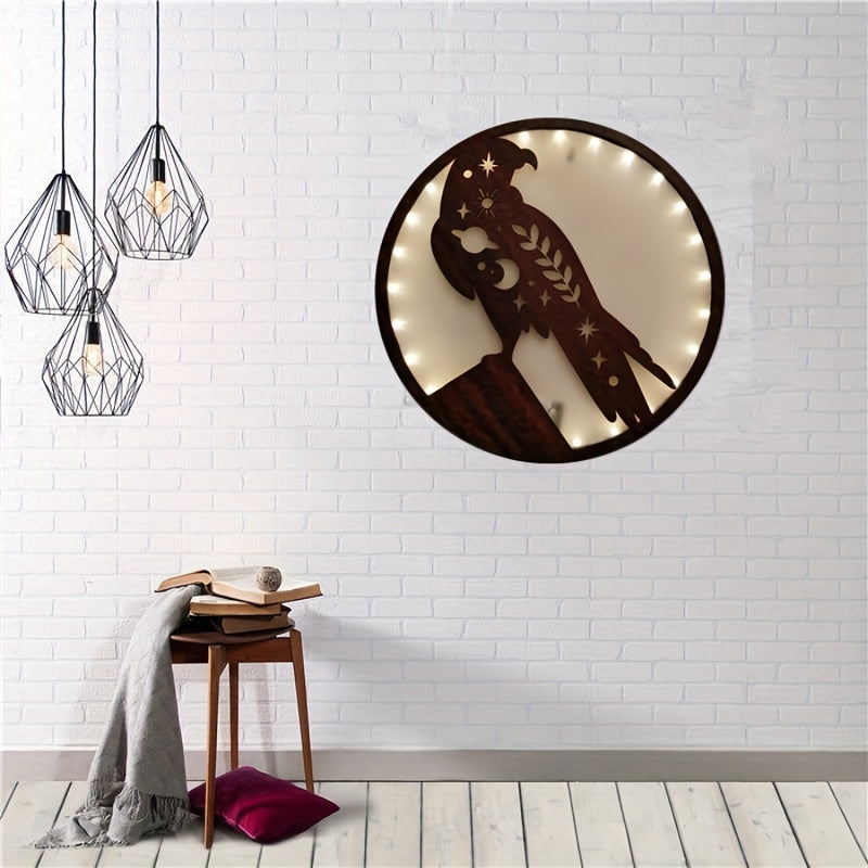 LED Eagle Shaped Wooden Hanging Lamp
