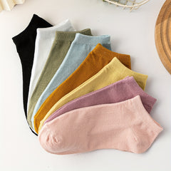 8 Pairs Solid Crew Socks Women's Stockings