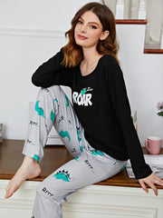 Women's Soft Pajama Set Lightweight Long Sleeve Top & Pants Loungewear