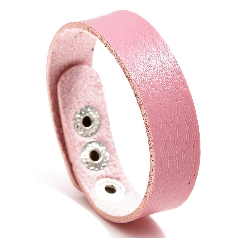 Adjustable Leather Bracelet Cuff Wristband