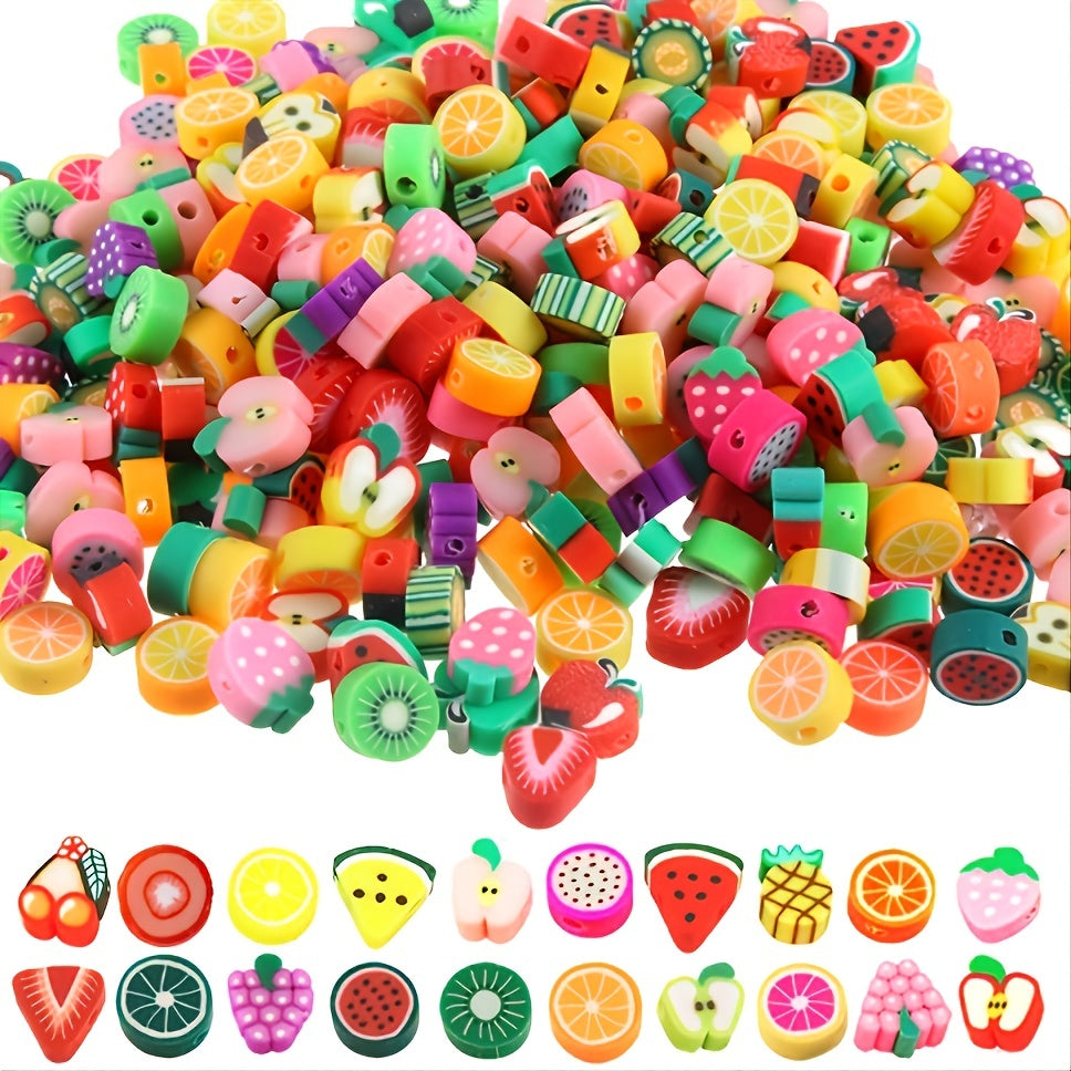 50pcs Mixed Fruit Soft Pottery Beads for Jewelry Making Supplies