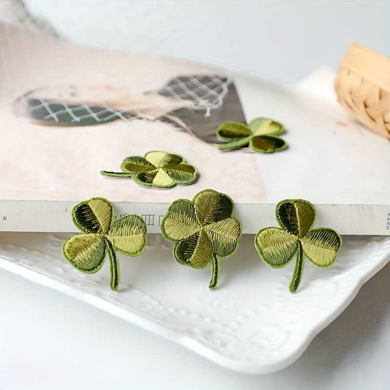 10pcs Clover Patches Iron On Heat Patches For Jackets Sew On Patches