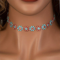 Colorful Flower Fabric Ladies Choker Necklace - Party Favors