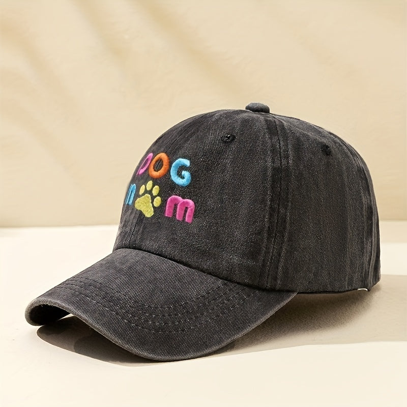 DOG MOM Embroidered Baseball Cap Y2K Washed Distressed Dad Hat