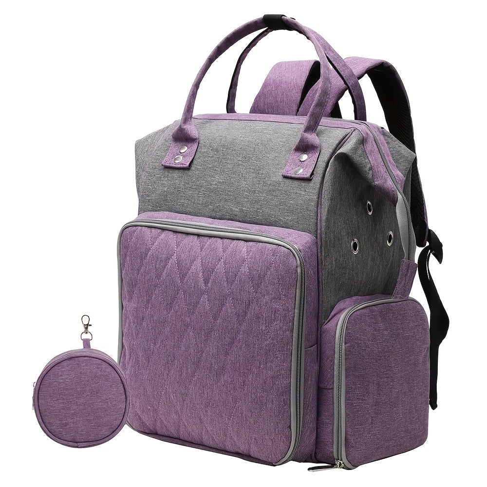 Gray Purple Crochet Storage Backpack Large Yarn Storage Organizer