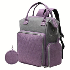 Gray Purple Crochet Storage Backpack Large Yarn Storage Organizer