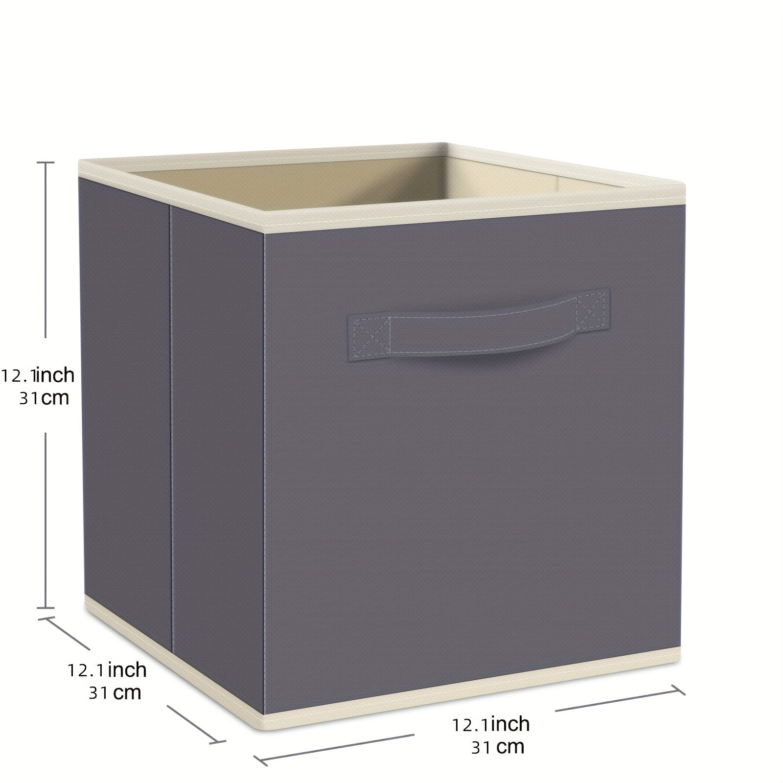 1pc Foldable Storage Fabric Box Dormitory Storage Box Gray Beige