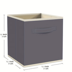 1pc Foldable Storage Fabric Box Dormitory Storage Box Gray Beige