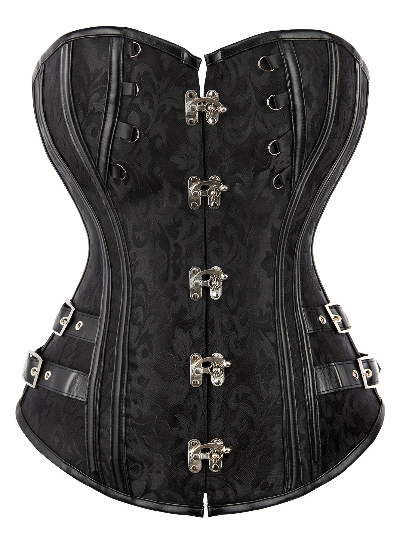 Floral Print Front Hook Corsets Tummy Control Lace Up Bustier