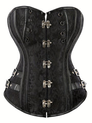Floral Print Front Hook Corsets Tummy Control Lace Up Bustier