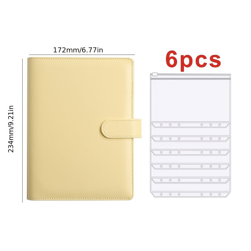 A5 PU Leather Cash Envelope Budget System with 6 Pockets