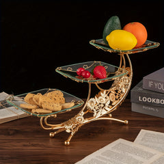 European Style Glass Snack Tray with Iron Craft Fruit Plate
