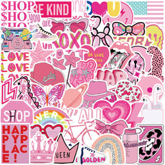 50 Pink Graffiti Stickers Water Bottles Laptops