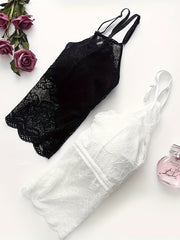 2pcs Lace Cami Tops Hollow Out Scallop Trim Lingerie