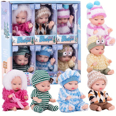 6pcs 4 inch Winter Doll Set for Girls and Boys