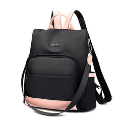 Colorblock Backpack Stylish Zipper Shoulder Bag Functional Bookbag