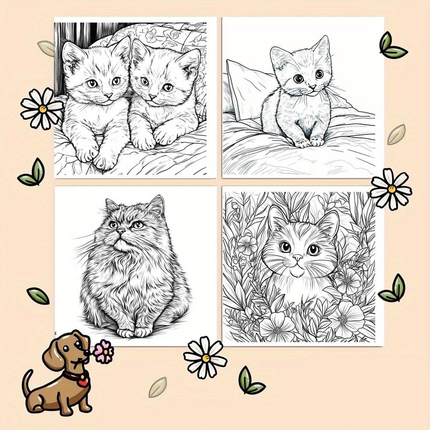 Adorable Cozy Cats Coloring Book - 20.5x20 Pages