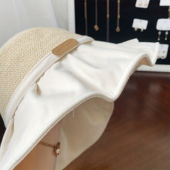 Bowknot Stitching Bucket Hat Foldable Wide Brim Crochet Sun Hat