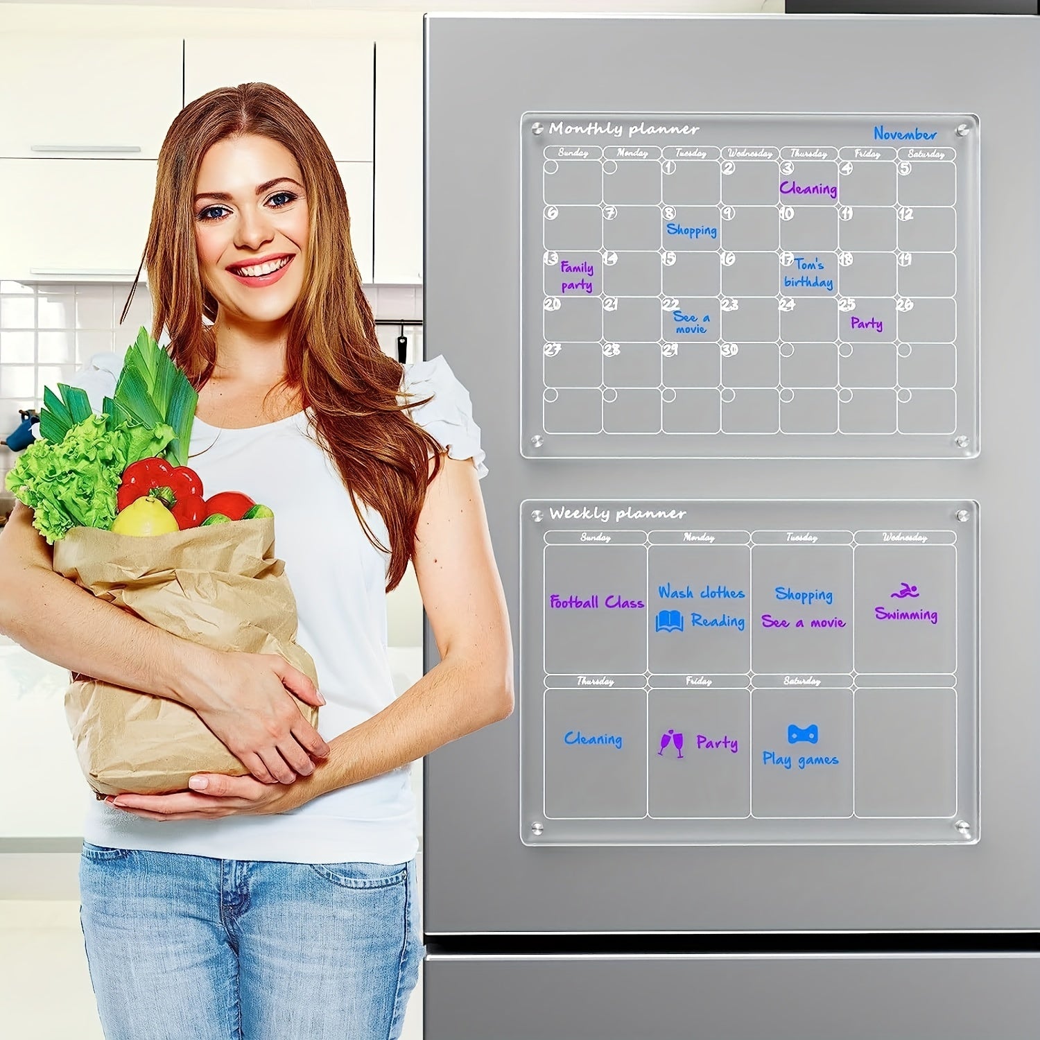 Acrylic Magnetic Dry Erase Board Calendar For Refrigerator