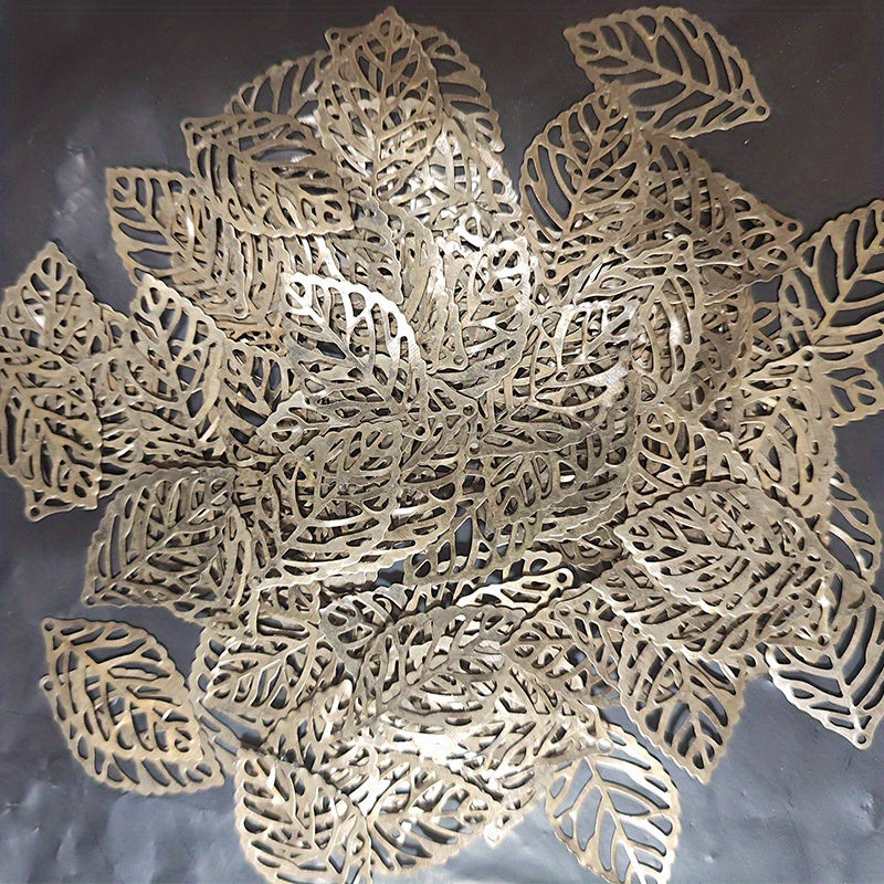 100pcs Leaf Metal Flower Frame Pendant Charm DIY UV Resin Necklace