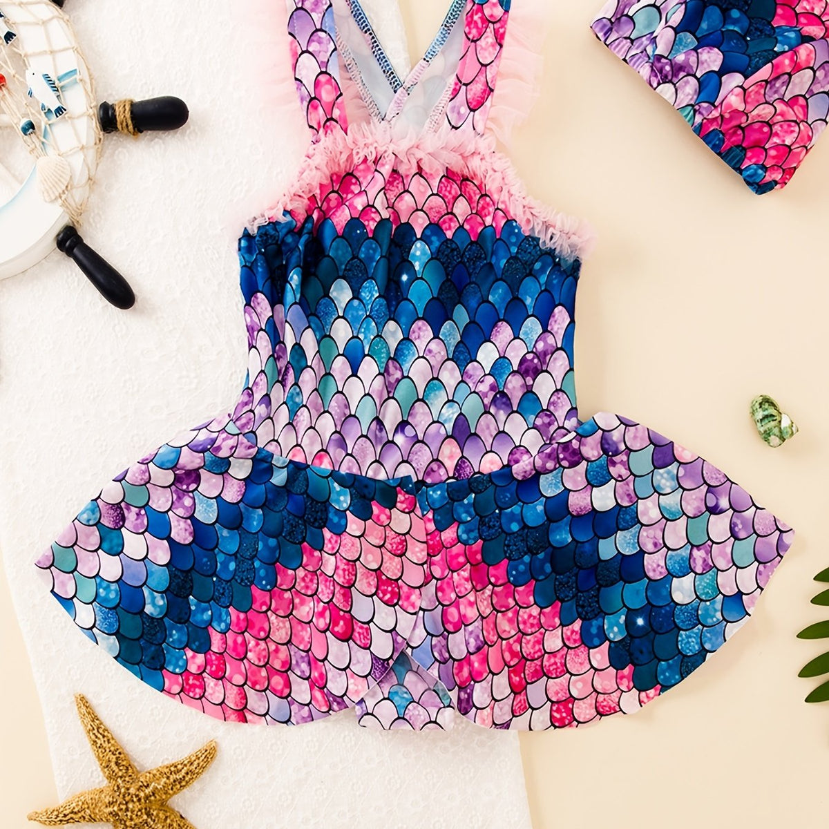Girls Mermaid Swimsuit Quick Dry Suspender Bathing Suits
