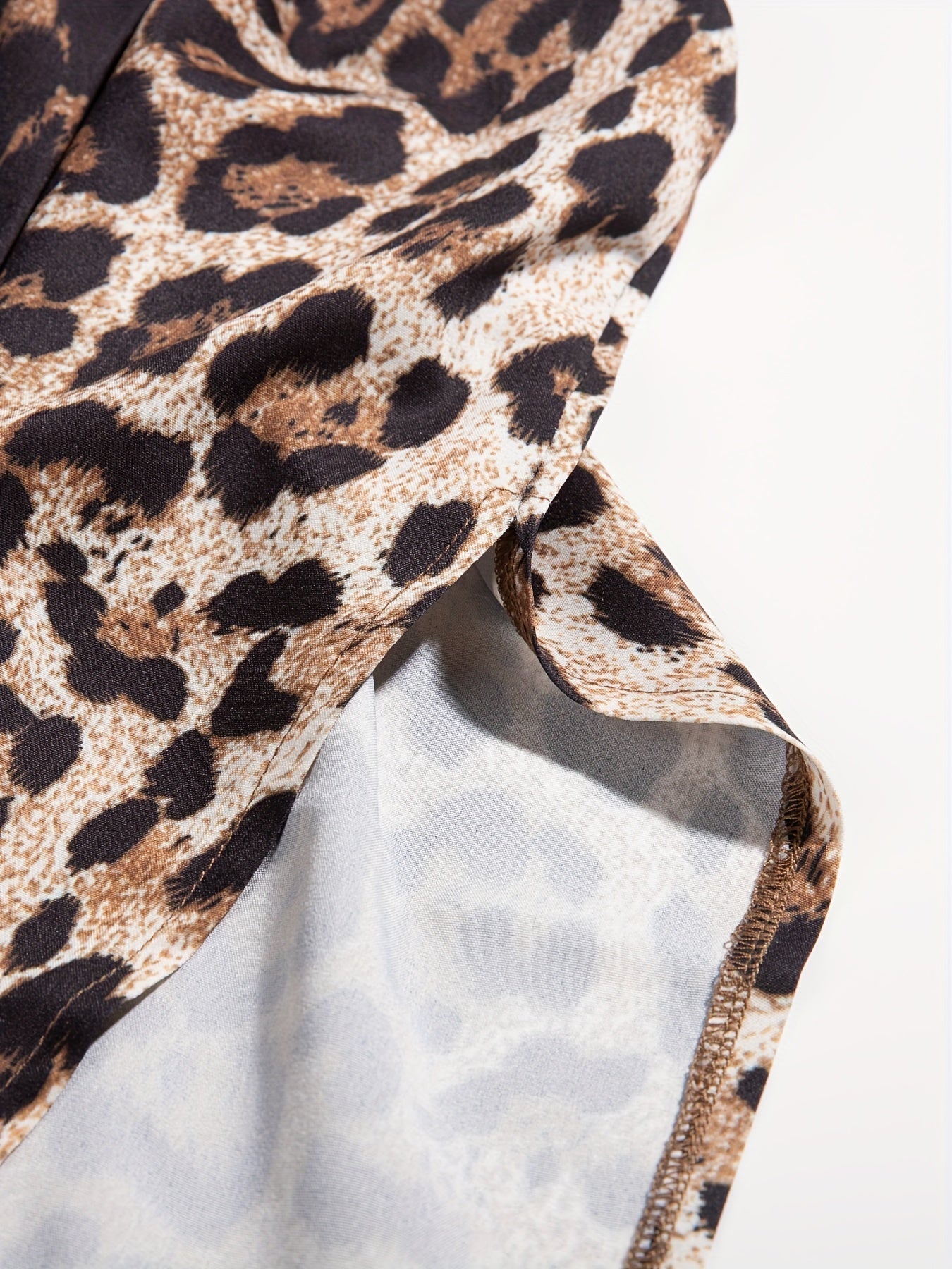  Leopard Print V Neck Harem Jumpsuit