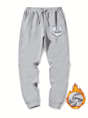 Men s Smile Print Drawstring Fleece Sweatpants