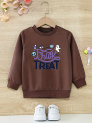 Cartoon Halloween Ghost Girls Sweatshirt Casual Fit Kids Pullover