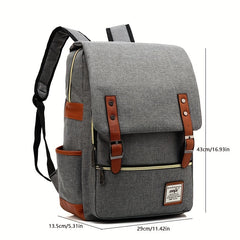 Vintage Canvas Flap Laptop Backpack Buckle Schoolbag Travel Daypack