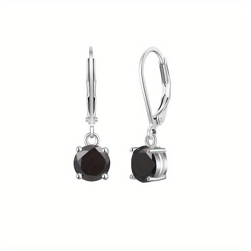 Zircon Drop Earrings - Bright & Vibrant Dangle Aretes, Leverback Hoop for Girls