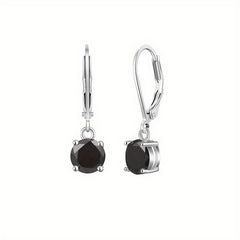 Zircon Drop Earrings - Bright & Vibrant Dangle Aretes, Leverback Hoop for Girls