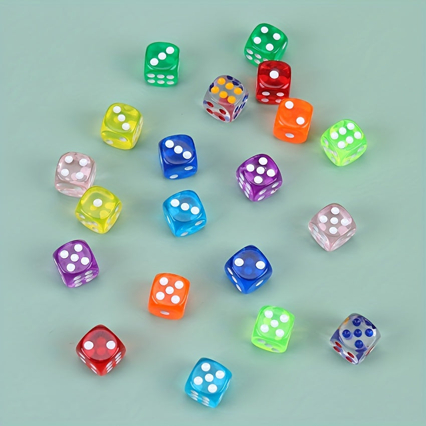 10 Transparent Dice Colored Game 6-sided 14mm for Children & Adults