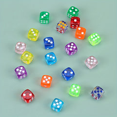 10 Transparent Dice Colored Game 6-sided 14mm for Children & Adults