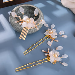 Vintage Flower Faux Pearl Hair Pin U Shaped Chignon Wedding Bobby Pins
