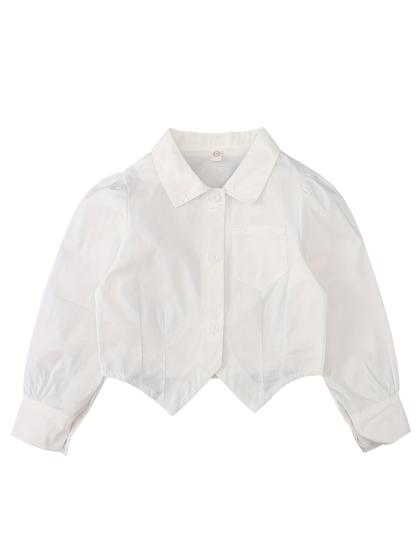 Girls Cotton Shirt College Style Long Sleeve Top School Uniform