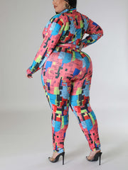 Geometric Print Shirt & Leggings Set
