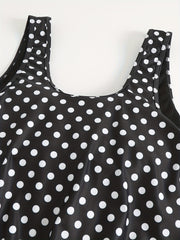  Vacay Tankini Set Women's Plus Dot Print Round Neck High Stretch Tank