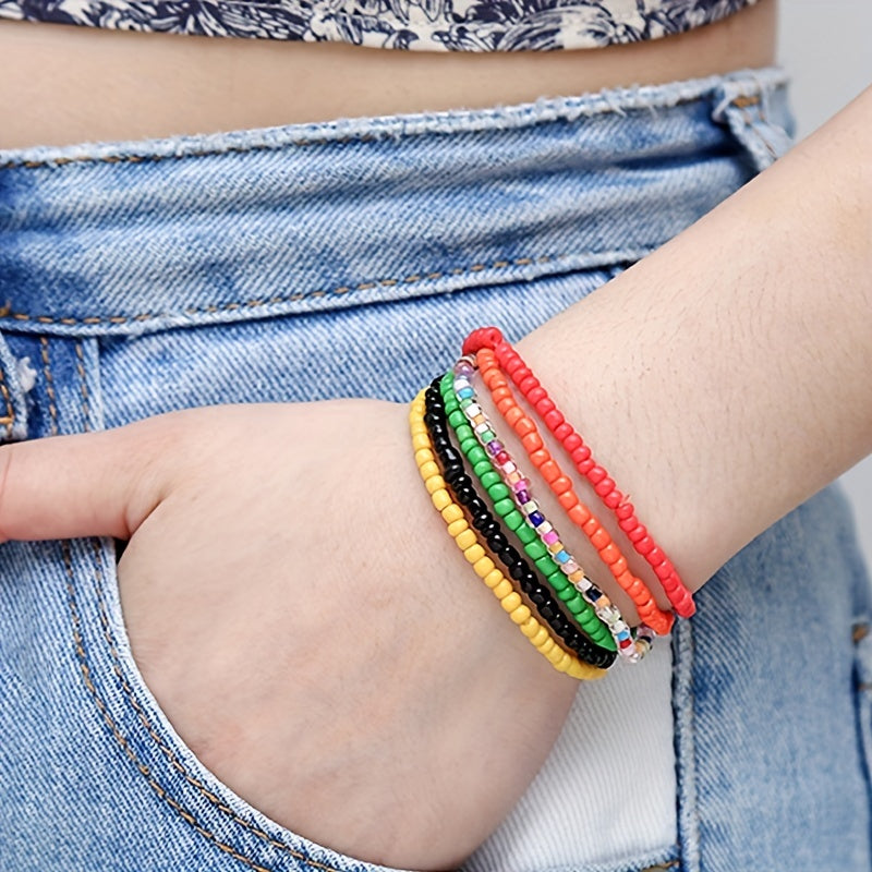 Colorful Glass Bead Bracelet Anklet Boho Accessories