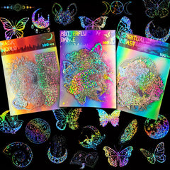 300pcs Holographic Resin Stickers Magic World Butterfly Theme